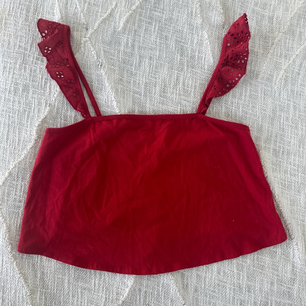 NWT never worn red crop top with laced sleeves